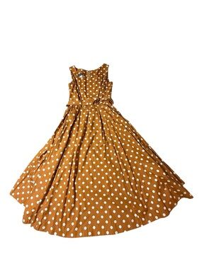Lands End Brown Polka Dot Sleeveless Fit & Flare Dress 14